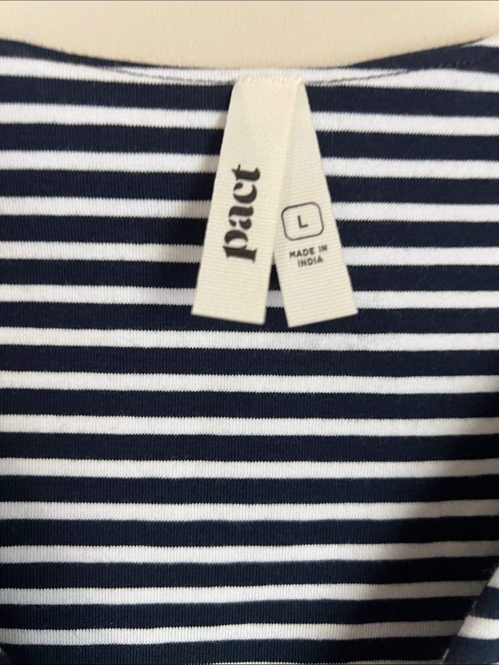 PACT Wrap Midi Dress Belted Striped Organic Cotton Size Large - Picture 3 of 7
